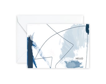 HELLO Blue Black Notecards + Envelopes Pack | Boxed Set (8)