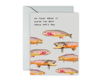 TROUT FATHER'S DAY Card / Handdrawn/Painted Greeting Card / Dad / Celebration/ Wildlife / Rainbow Trout