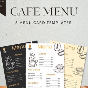 Elegant Cafe Menu Template, Instant Canva Download for Restaurants and Cafes