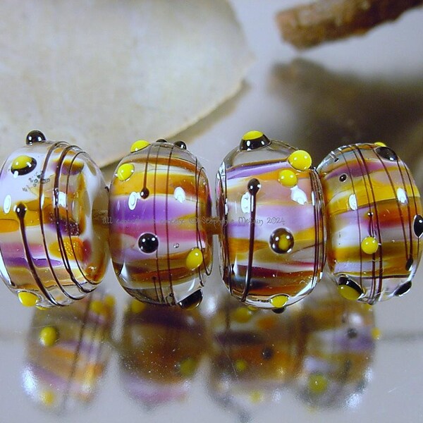 Lampwork beads, Artisan handmade glass, multi color glass, AvasBeadGarden, Stephanie McCain lampwork, SRA