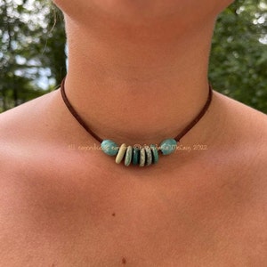 Boho necklace, handmade lampwork glass, artisan necklace, Avasbeadgarden, Stephanie McCain lampwork, leather necklace, choker.