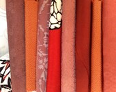 Rust Brown Fat Quarter Silk Kimono Quilting Supplies - Rust 05