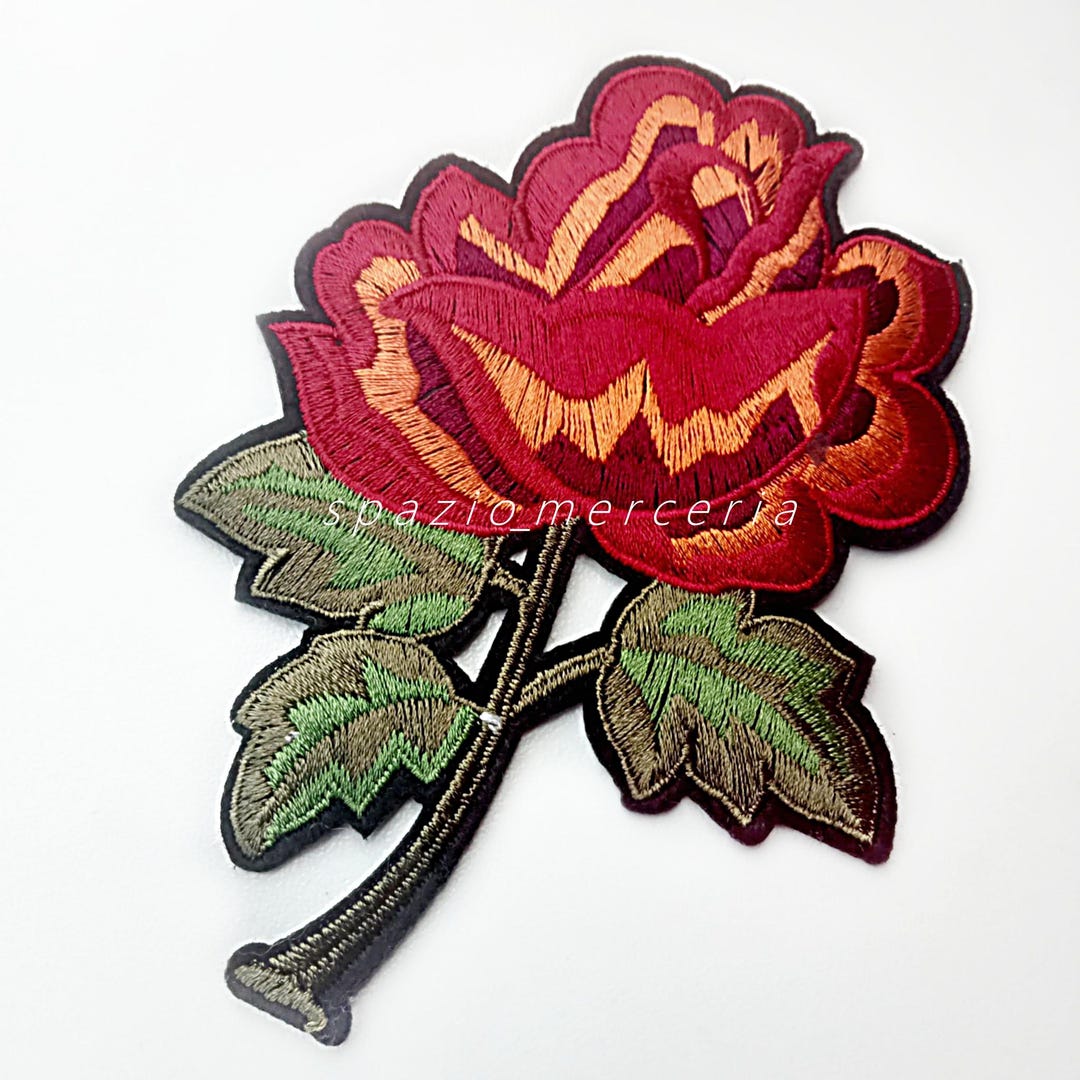 Rose Line Patch Red Rose Iron-on Patch - Etsy