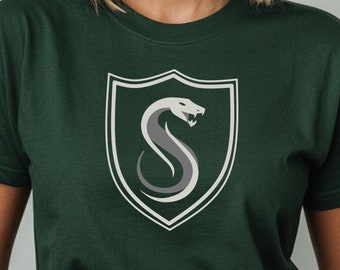 Wizard School Ambitious Serpent House T-Shirt, Dark Snake Emblem Tee, Snake Crest Unisex Apparel, Wizarding School Fan Gift, Potterhead Gear