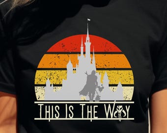 This Is The Way T-Shirt, Mandalorian Disney Grogu Retro Sunset Tee, Star Wars Shirt, Sci Fi Gift, Comic Con Galaxys Edge Disney Parks Outfit
