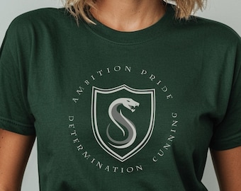Ambitious Serpent House Graphic T-Shirt, Wizard School Snake Crest