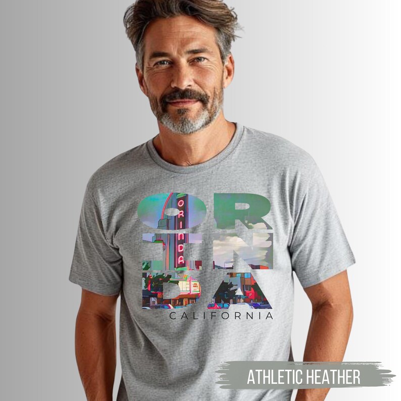 Athletic Heather shirt featuring Orinda California text with the iconic Orinda Theatre design integrated into the letters. Simple and stylish, this tee is perfect for showcasing local pride and celebrating Orinda and Lamorinda’s charm in the East Bay