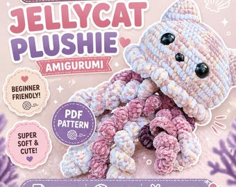Jellycat Crochet Pattern – Kitty Jellyfish Amigurumi Plushie (PDF)