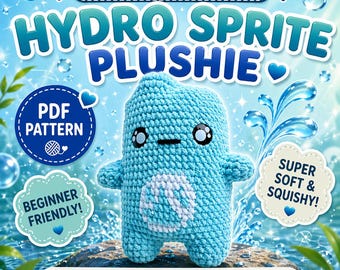 Crochet Pattern (PDF file): Mist (Hydro, Water) Sprite Plushie (beginner friendly, little sew)