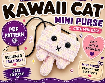 Crochet Pattern (PDF file): Kitty Cat Purse - DIY Plush Crossbody Bag