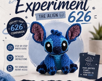 Crochet Pattern (PDF file): Amigurumi Stitch Plushie | Lilo and Stitch Inspired Alien Toy
