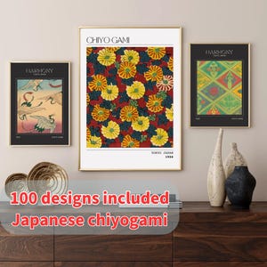 Carta Chiyogami｜Poster d'arte giapponese vintage｜Decorazione murale stampabile｜Arte retro giapponese｜Bellezza tradizionale per la tua casa