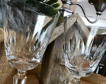 Fostoria Crystal set of Two Water Goblets Large Wine Glasses Georgetown Pattern Signed Farmhouse Chic TYCAALAK