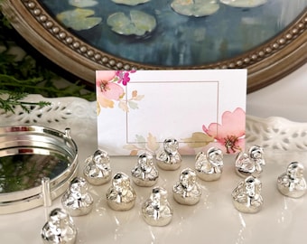 Vintage Silverplated Duck Place Card Holders Godinger, Place Setting Card Holders, Silverplate Set of 12, Rubber Duckie TYCAALAK