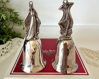 2 Reed and Barton Silver Plated 12 Days of Christmas Annual Bells - 9 Ladies Dancing, 10 Lords a Leaping in Original Box TYCAALAK