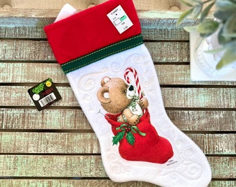 Vintage Moorehead Inc, Christmas Stocking - Unused - Bear in Stocking with Candy Cane  TYCAALAK