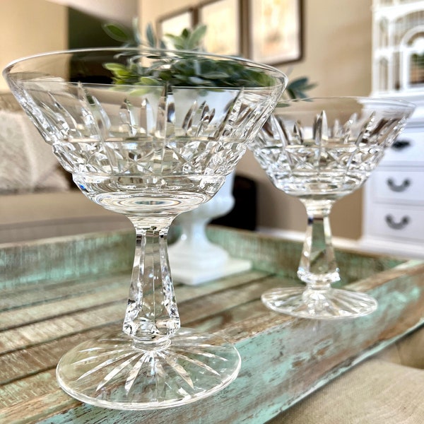 Set of Two Waterford Crystal Champagne / Tall Sherbet Glasses Kylemore Pattern Signed Wedding Bridal Shower TYCAALAK