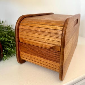 EIN Roll Top Storage Box / Organizer Teak Storage Box, MCM, Mid Century Modern, Office Organization TYCAALAK