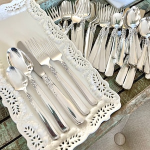 Oneida / Prestige Silver Plate Silverplated 49 Piece Flatware set GAY ADVENTURE Pattern Service for 8, Wedding Floral Pattern TYCAALAK