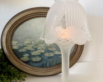 Vintage White Frosted Glass Partylight Fairy Light, Clairmont Pattern, Boudoir, Tealight Candle, Hollywood Regency, Coquette  TYCAALAK