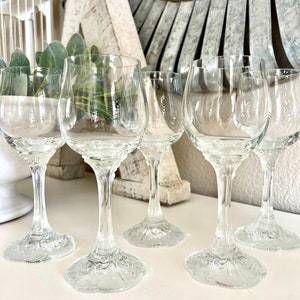 Rosenthal Crystal Germany White Wine Glass Monbijou Pattern Set of Five Frosted Textured Stem Wedding Signed Rosenthal  TYCAALAK