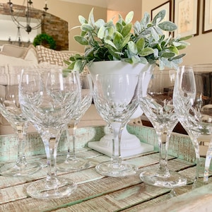 Atlantis Crystal Set of Six Wine Glasses Evora Cut Pattern Wedding New Years TYCAALAK