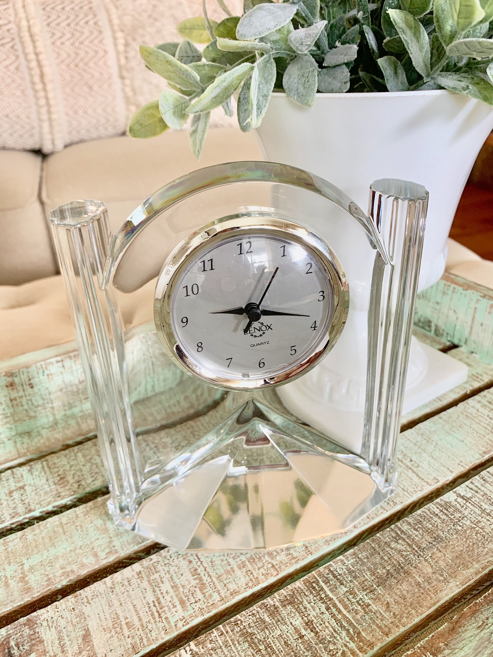 Lenox Crystal Mantel Clock Desk Clock Battery Operated Etsy