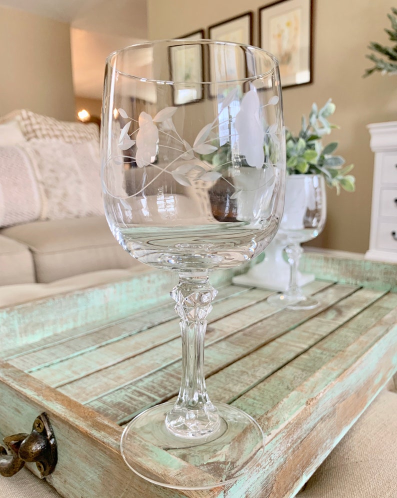 Princess House Crystal Water Goblet Large Wine Glass 7 Bordeaux Clear Bordeaux Heritage Pattern Set of TwoTYCAALAK