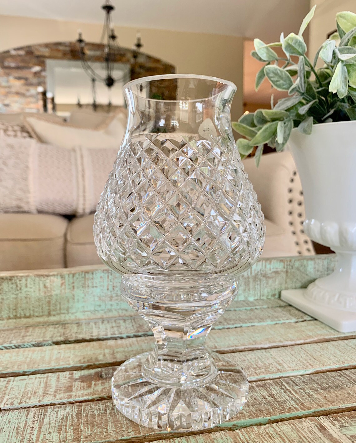Waterford Crystal Hurricane Votive Candle Holder Alana Pattern Etsy