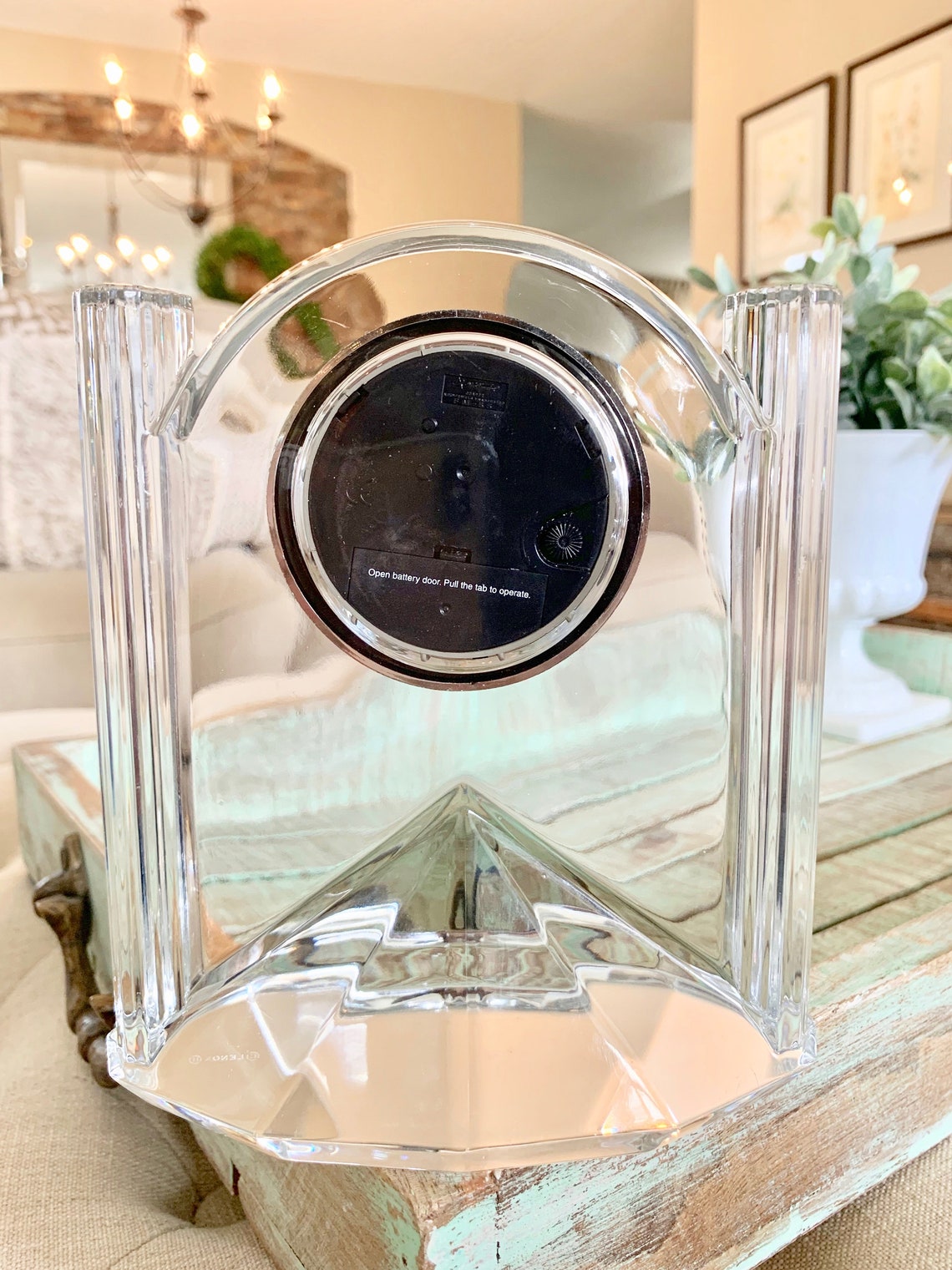Lenox Crystal Mantel Clock Desk Clock Battery Operated Etsy