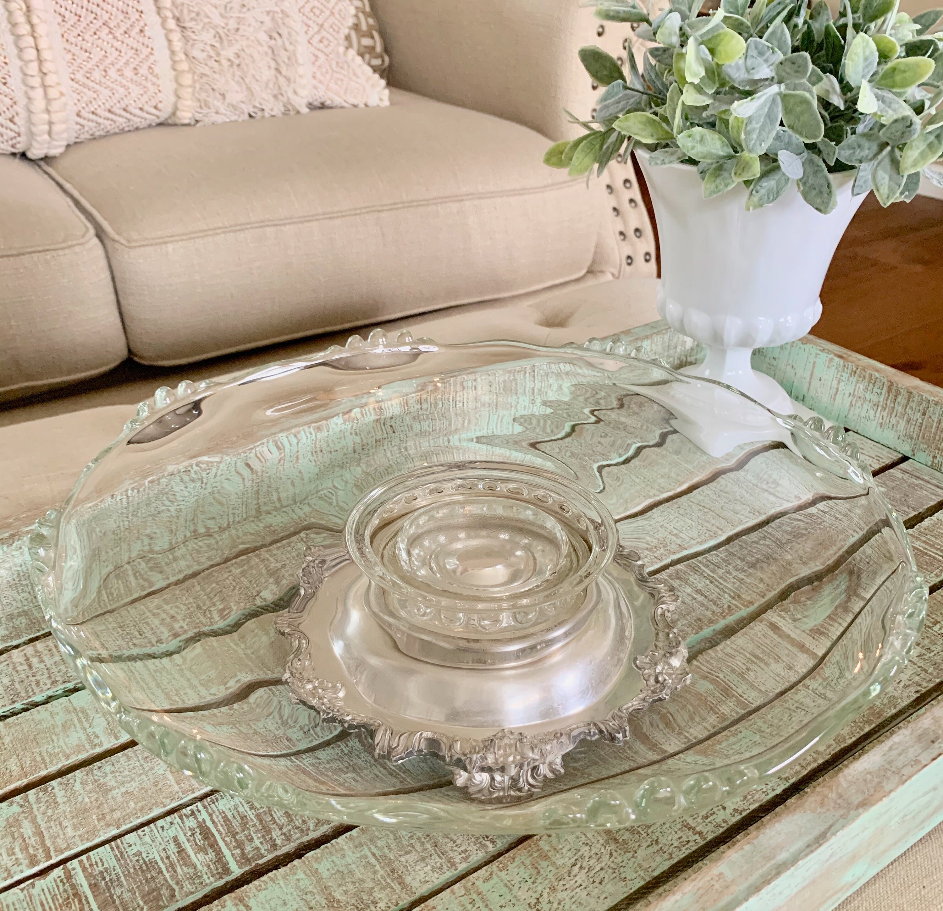 Silver by Sacks Silverplated Footed Lazy Susan Cake Stand with Etsy