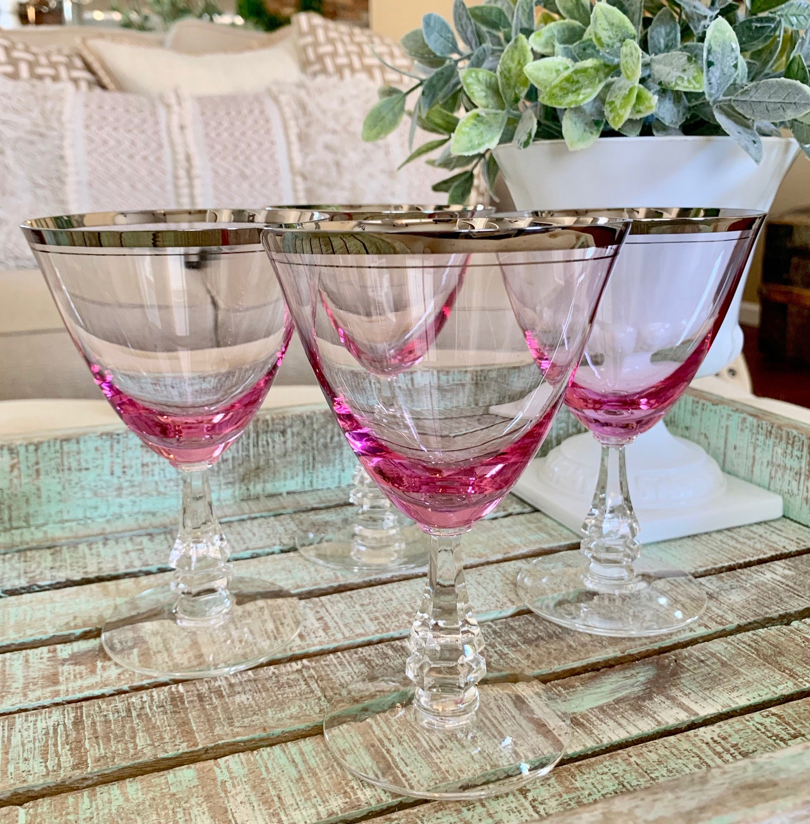 Tiffin Franciscan Crystal Water Goblet / Wine Glass Set of | Etsy