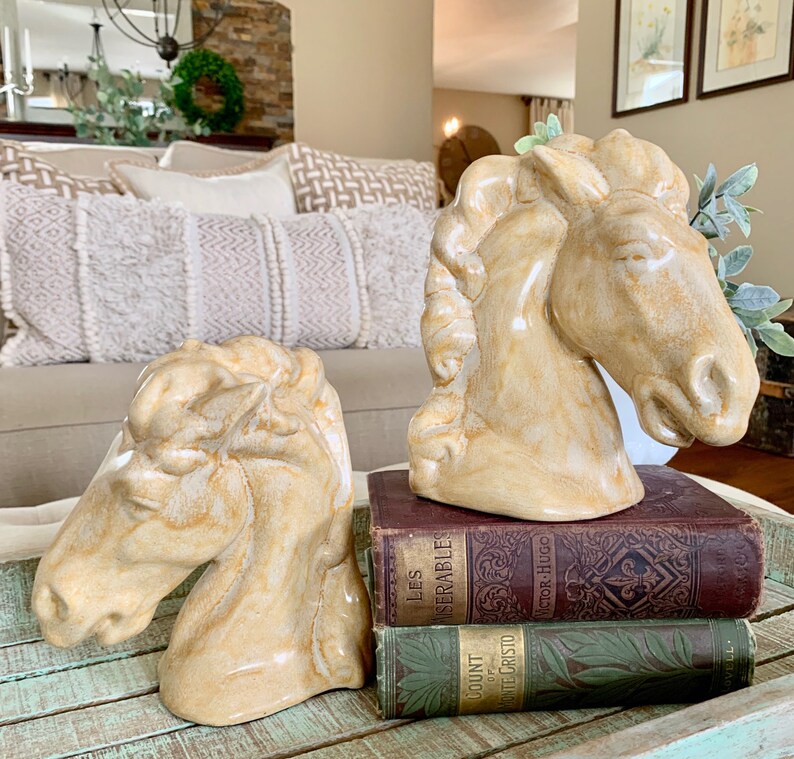 Vintage Ceramic Horse Head Bookends Alberta's Mold Etsy