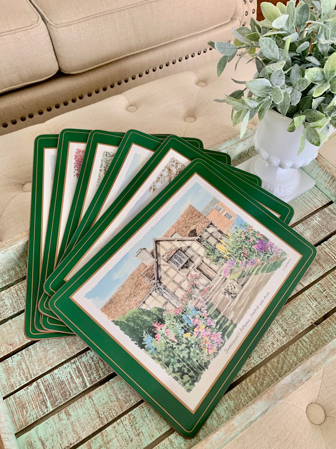 Set of Six Vintage Pimpernel England Cork Backed Placemat Etsy