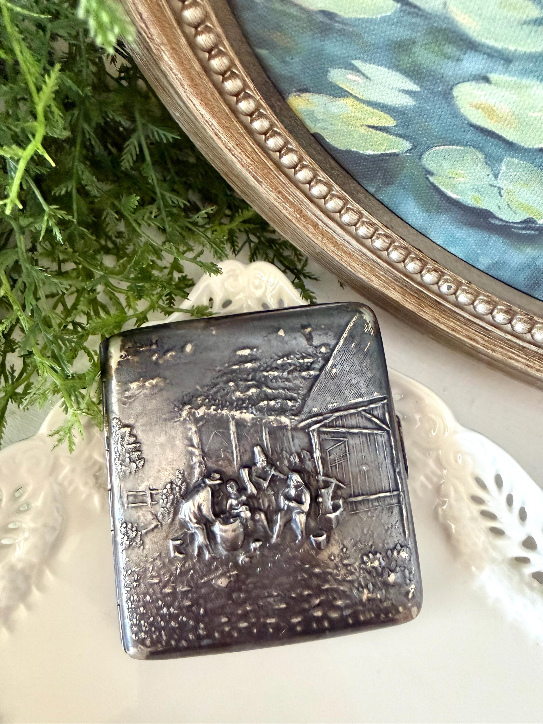 Vintage Hans Jensen Denmark, Silverplated Cigarette Case Relief of