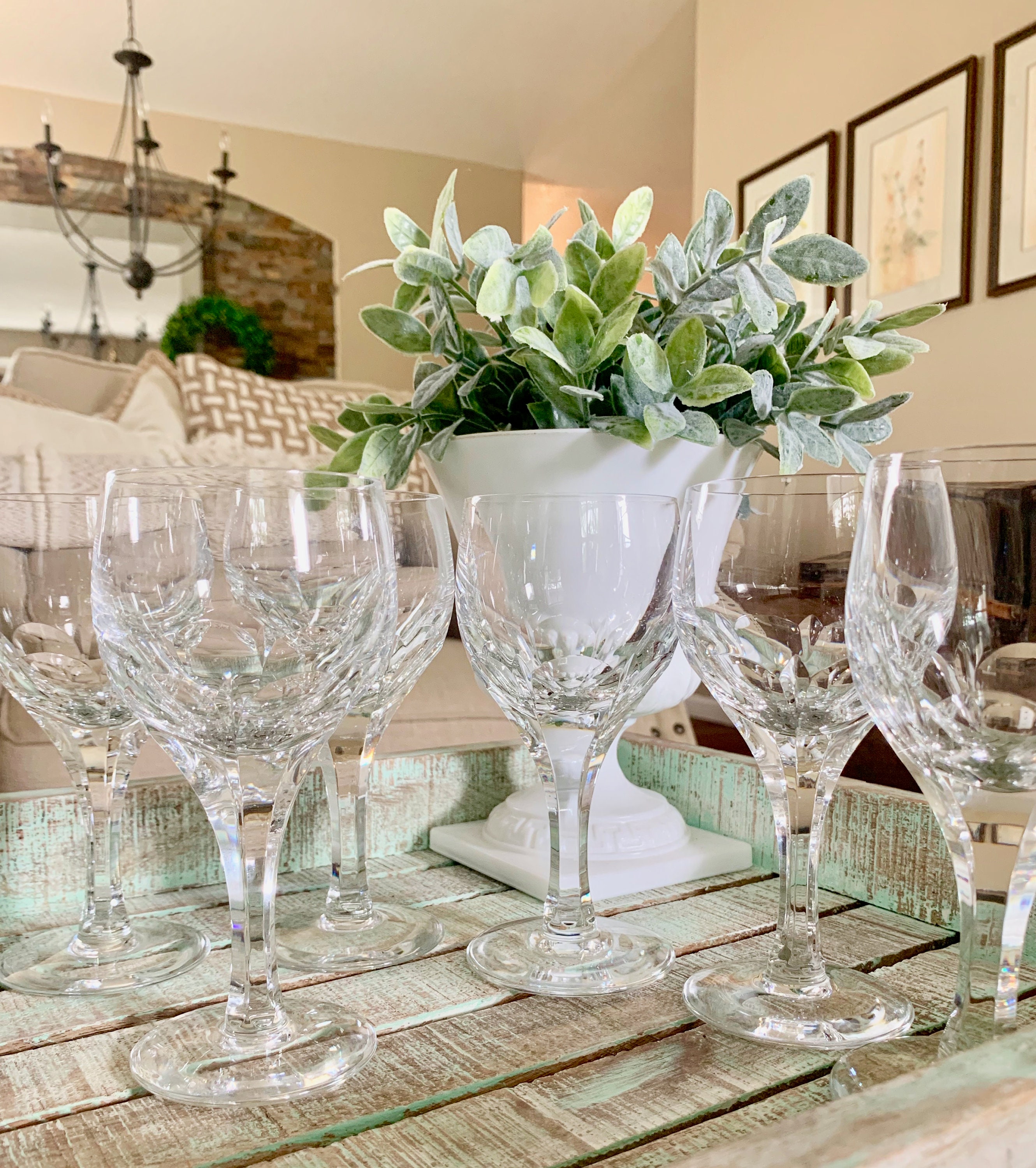 Atlantis Crystal Set of Six Wine Glasses Evora Cut Pattern Wedding