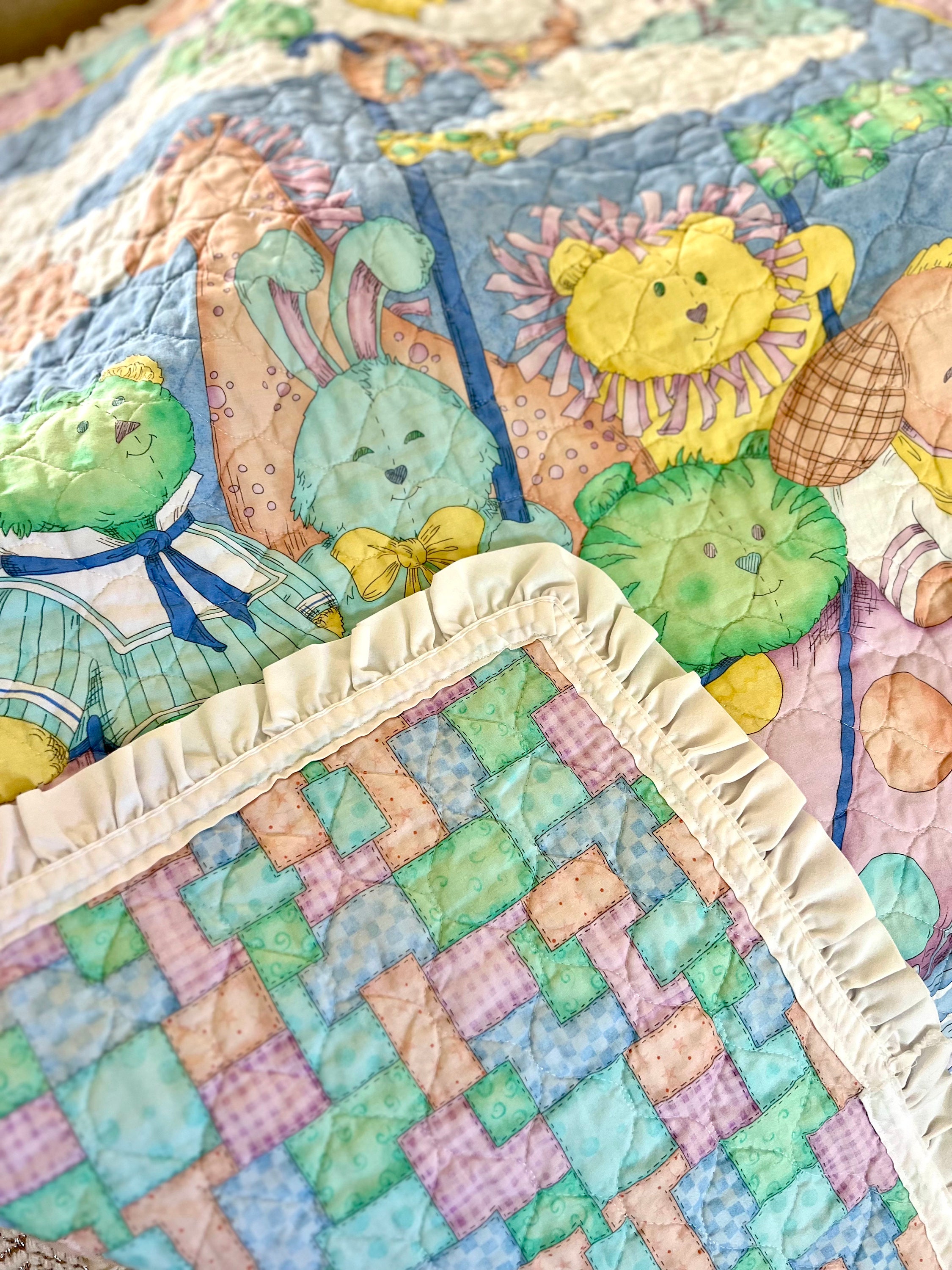Vintage Sweet Jungle Animal Baby Blanket Crib Blanket Light Quilt
