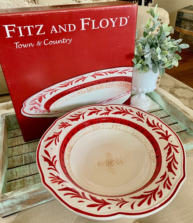Fitz and Floyd Christmas Large Serving Bowl / Vegetable Bowl Etsy