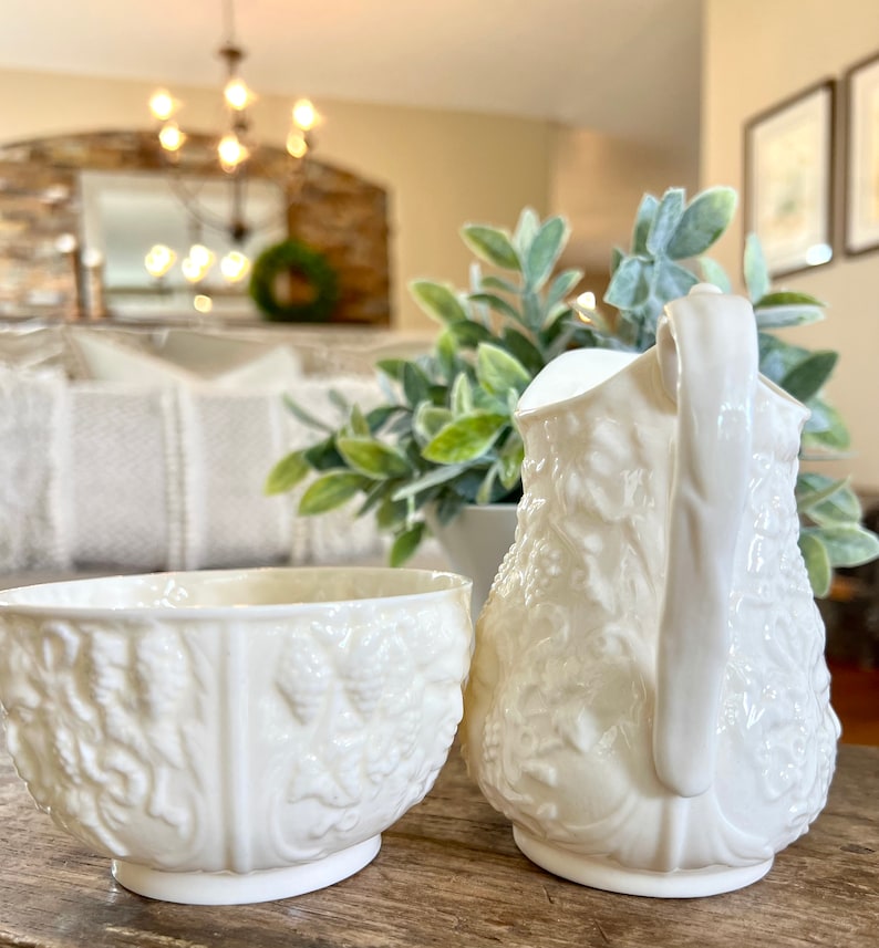 Belleek Pottery Ireland Creamer and Open Sugar Bacchus Mask Etsy