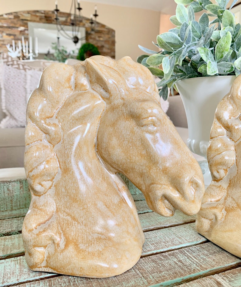 Vintage Ceramic Horse Head Bookends Alberta's Mold Etsy