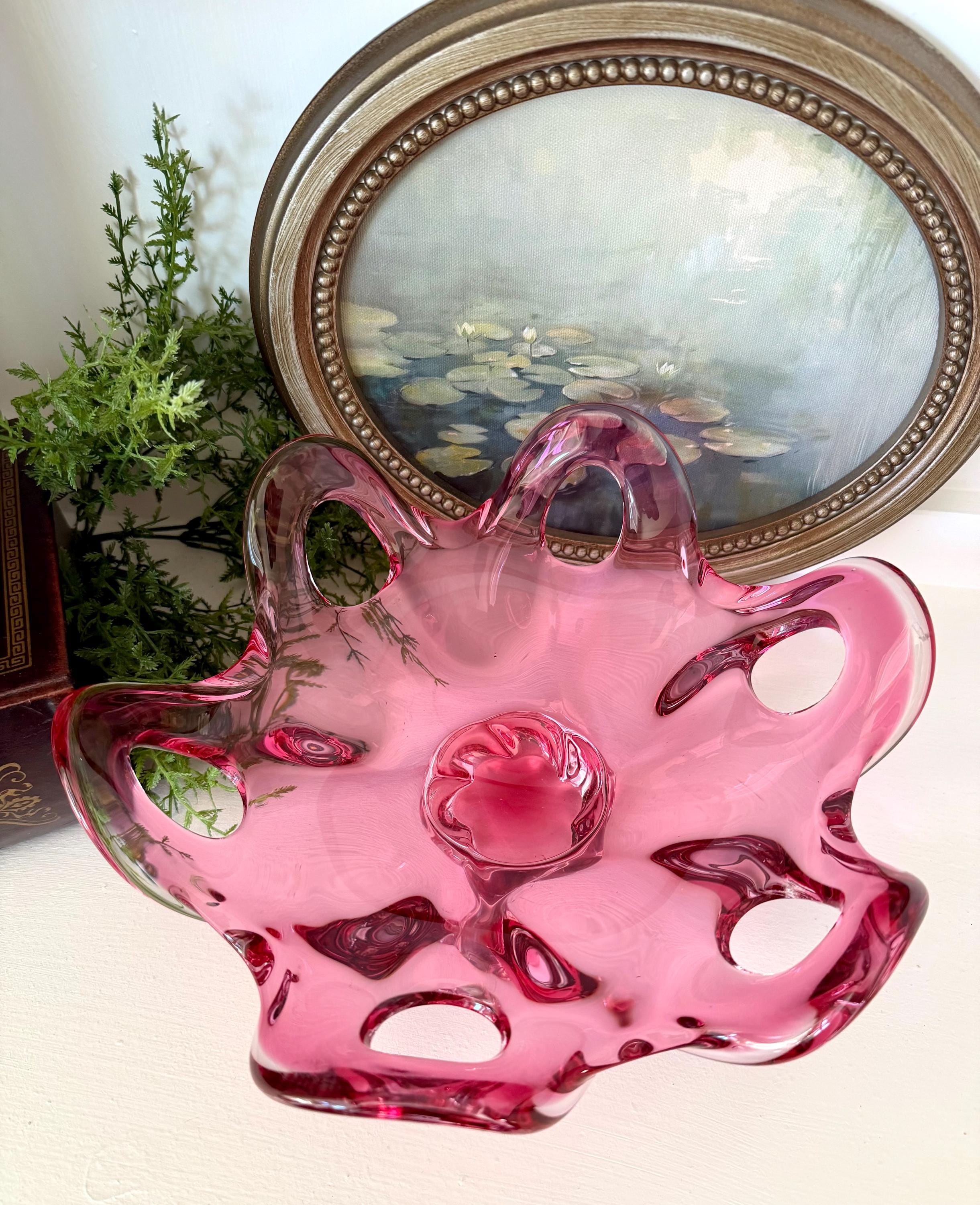 チェコスロバキア　Bohemia Glass 四つ葉型クリスタルトレイ Czech Bohemia Glass Dish - Etsy