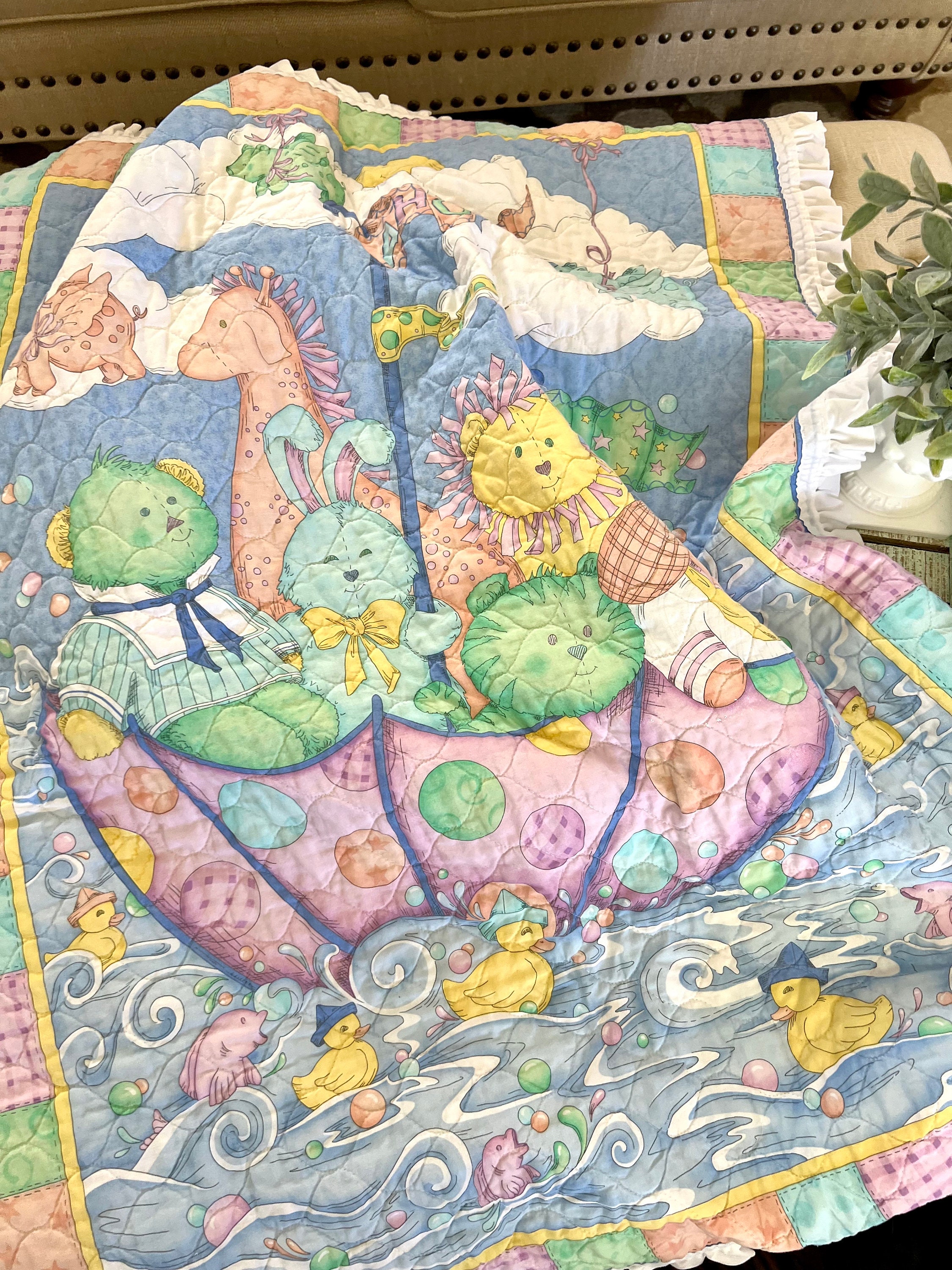 Vintage Sweet Jungle Animal Baby Blanket Crib Blanket Light Quilt