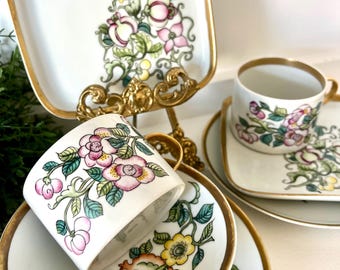 Mikasa Bone China Gold Trim Fanfare Black Pattern Set of 6 Dinner