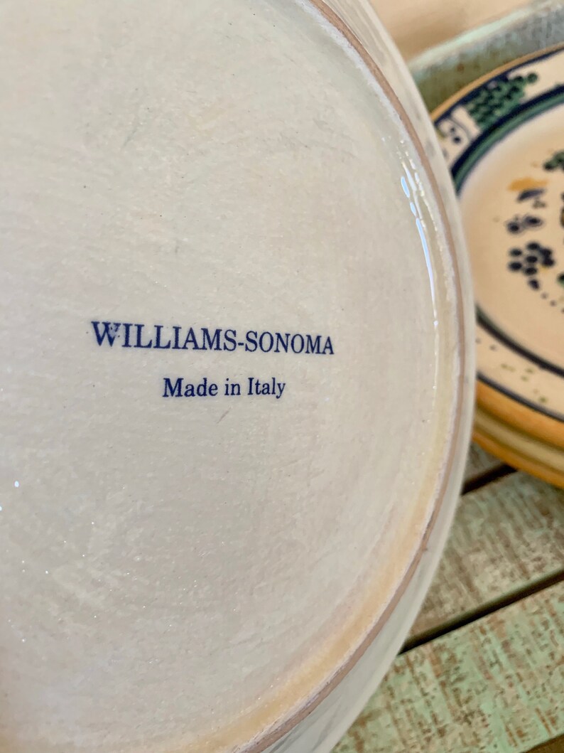 Williams Sonoma set of 4 Made in Italy Luncheon Salad Plate Pottery Birds Grapes TYCAALAK