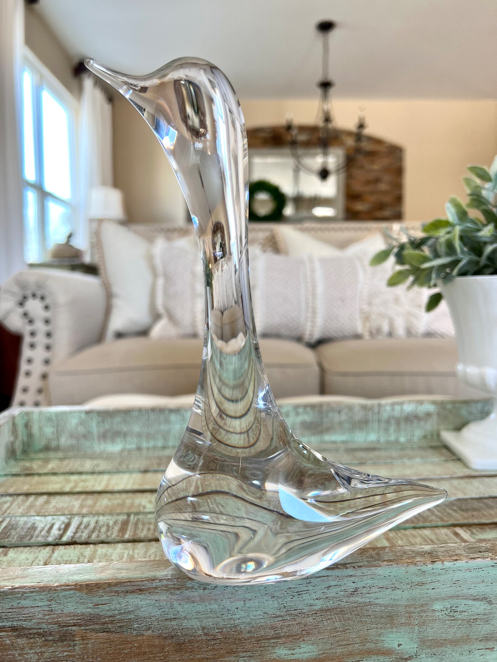Daum France Crystal Duck Teal Head up Figurine Goose Bird Duck - Etsy