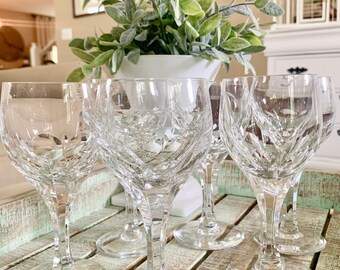 Atlantis Crystal Set of Six Wine Glasses Evora Cut Pattern Wedding