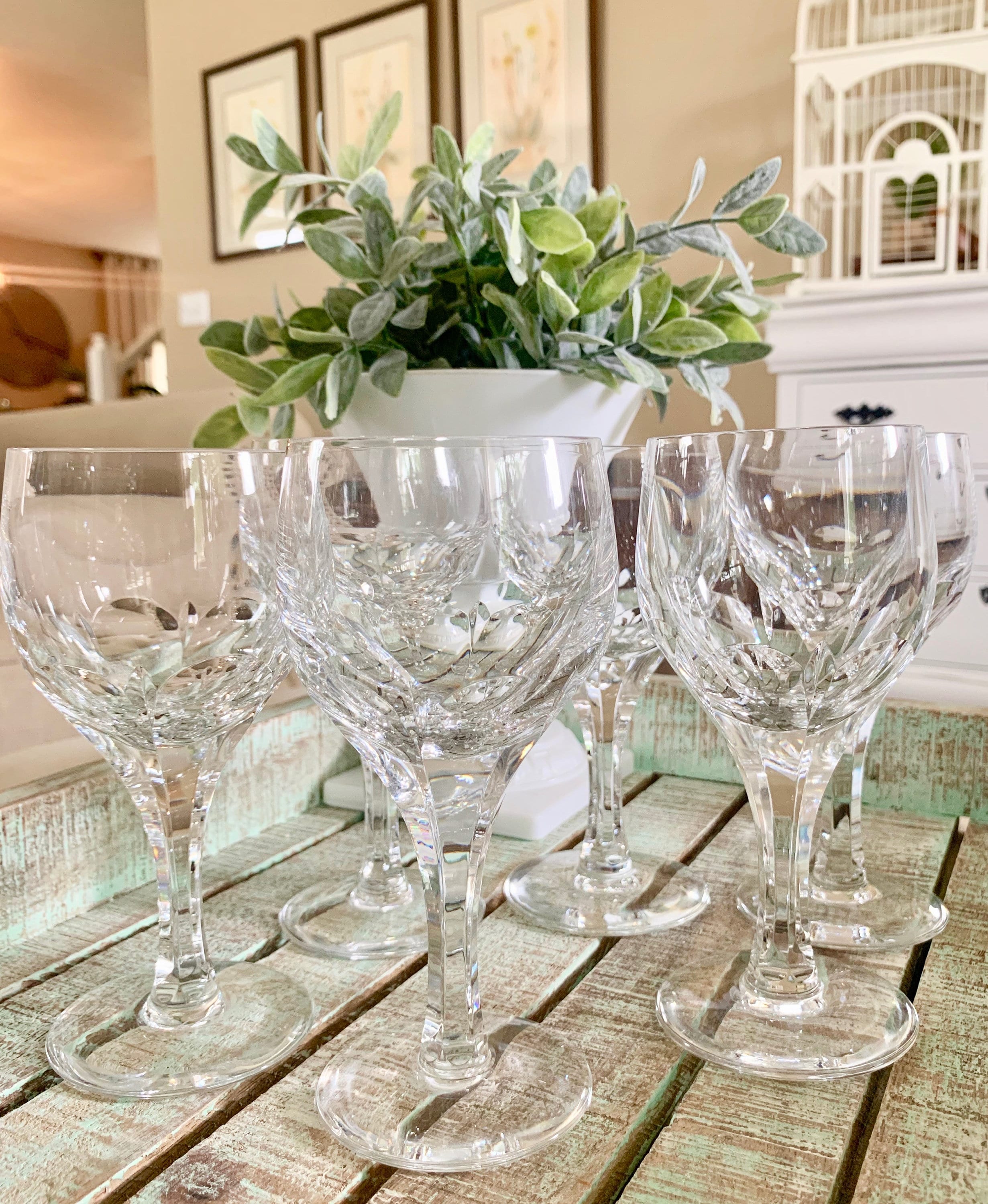 Atlantis Crystal Set of Six Wine Glasses Evora Cut Pattern Wedding