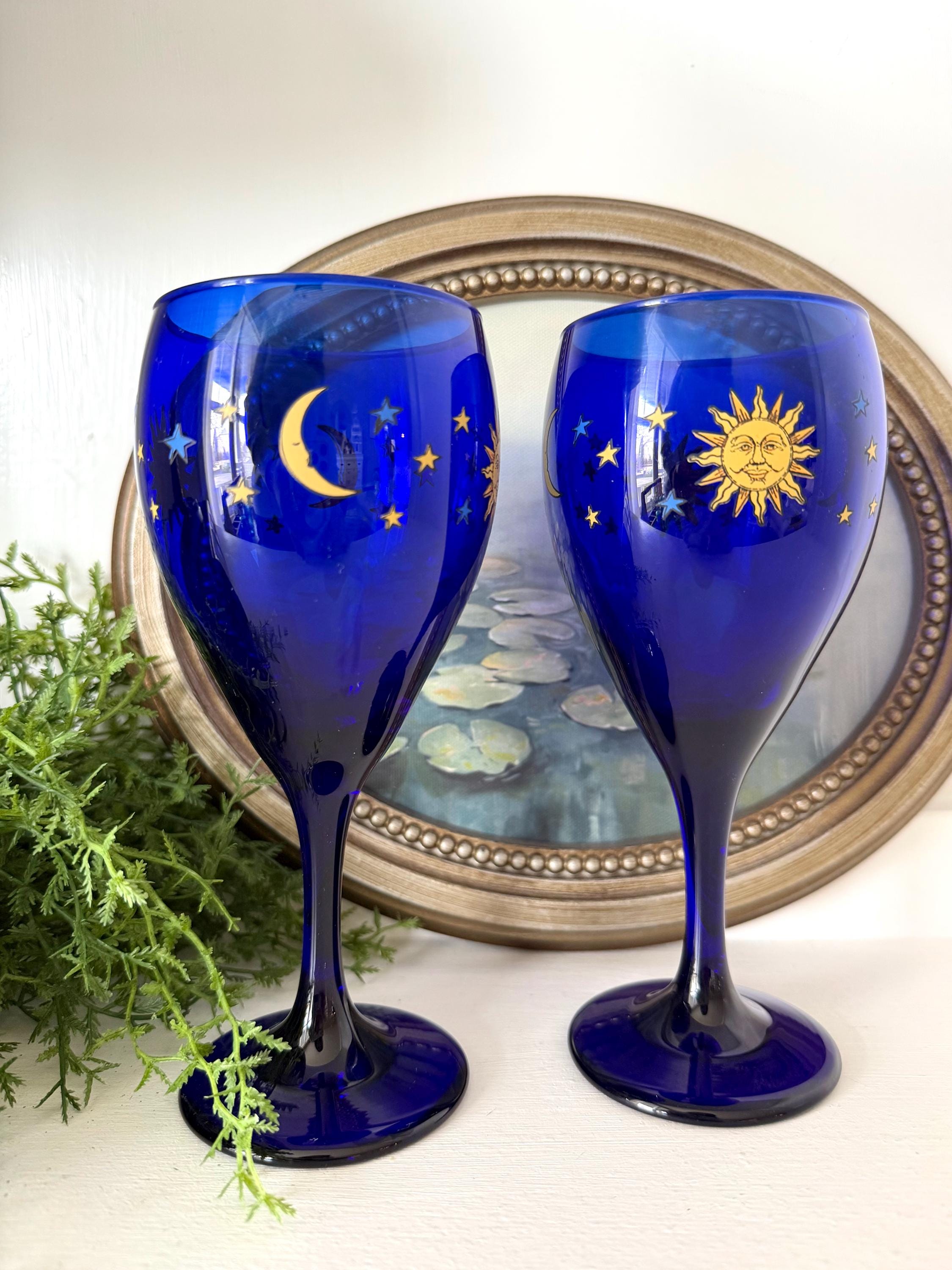 Moon and Stars Water Goblet - Etsy