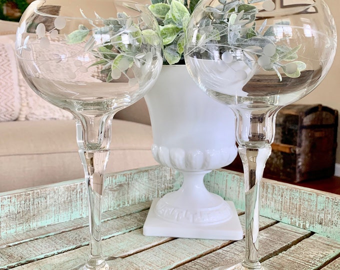 STUNNING Large Tall Crystal Round Bowl Candle Holders Wedding Etsy