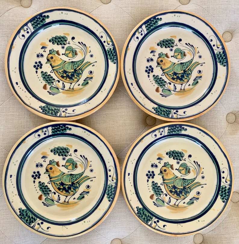 Williams Sonoma set of 4 Made in Italy Luncheon Salad Plate Pottery Birds Grapes TYCAALAK